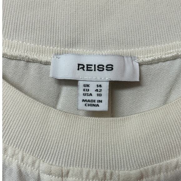 Reiss Harlowe Lace Inset Top Cream Size 10 - Picture 4 of 10